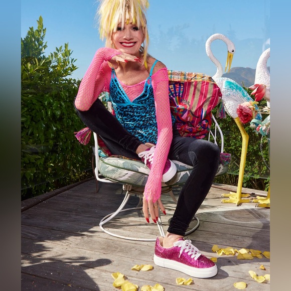 NEW! Betsey Johnson Sidny Rhinestone Embellished Platform Lace Up Sneakers 11 12 - Picture 3 of 11